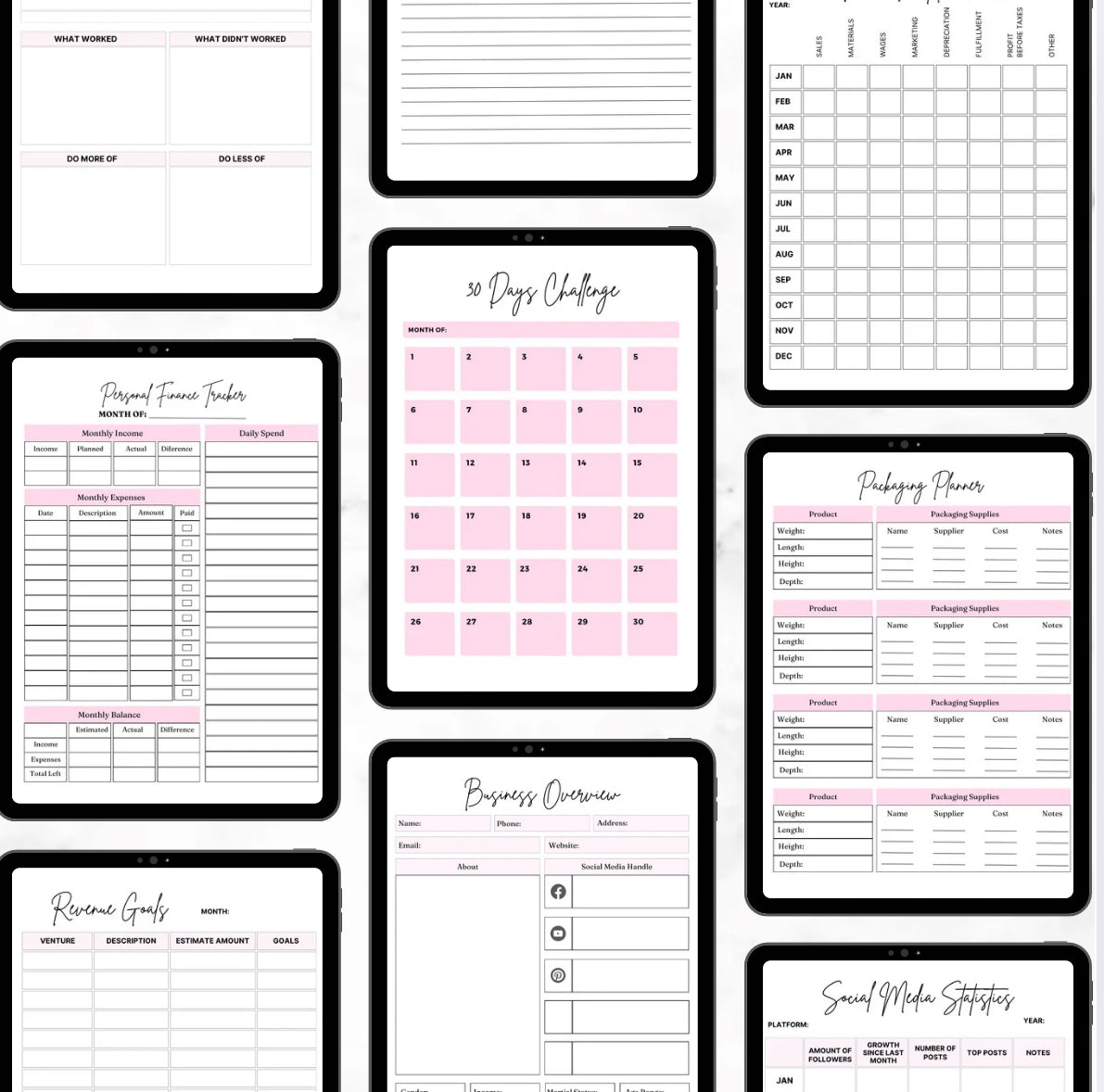 Side Hustle Planner Printable | Small Business Budget Tracker | Digital Download | Etsy Income Tracker | Productivity Planner PDF