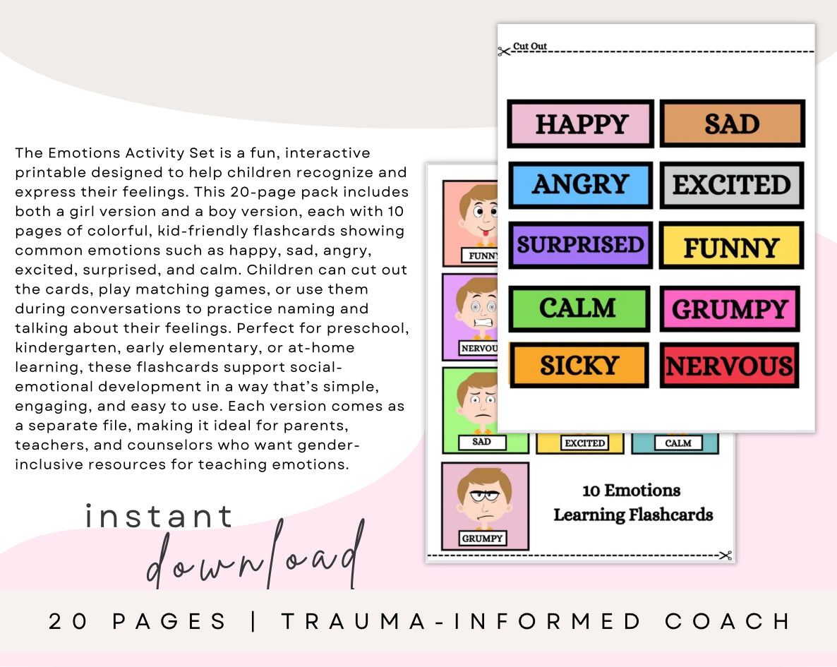 Emotions Activity Flashcards – Boy & Girl Printable Feelings Cards for Kids