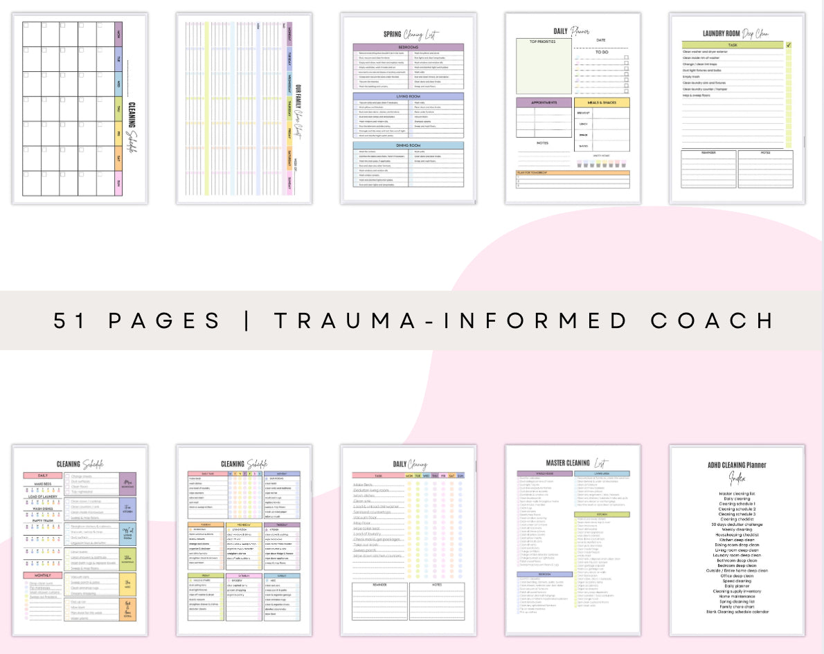 ADHD Mega Cleaning Planner – 51 Page Printable Cleaning Schedule & Organization System