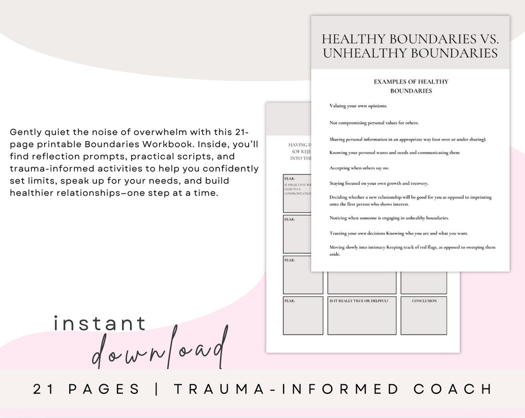 Boundaries Workbook (Printable PDF) – Set Healthy Boundaries, Heal People-Pleasing & Reclaim Emotional Safety