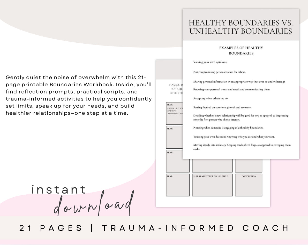 Boundaries Workbook (Printable PDF) – Set Healthy Boundaries, Heal People-Pleasing & Reclaim Emotional Safety