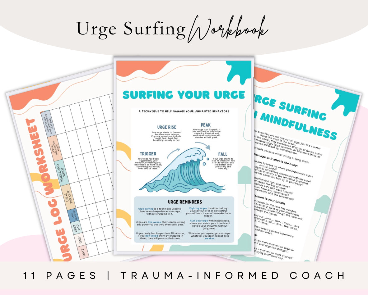 Urge Surfing Workbook – 11-Page CBT & DBT Coping Skills Digital PDF