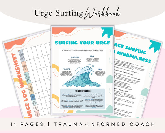 Urge Surfing Workbook – 11-Page CBT & DBT Coping Skills Digital PDF