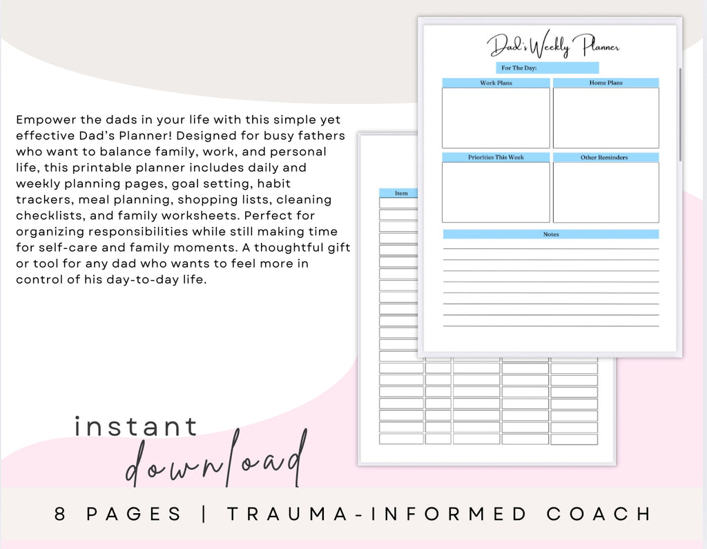 Dad’s Planner – Printable Daily, Weekly & Monthly Organizer (8 Pages)