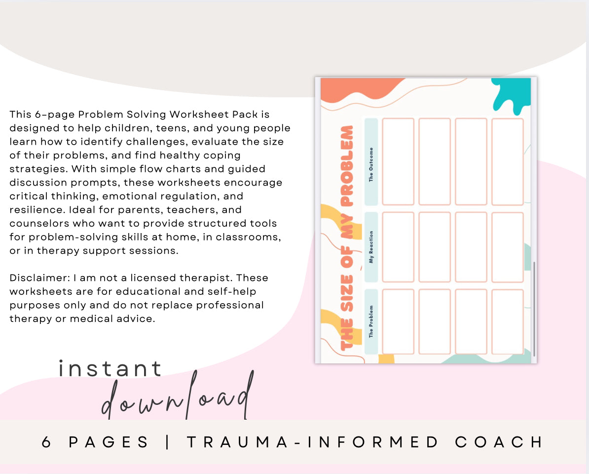 Problem Solving Worksheets for Kids & Teens (6 Pages, PDF Download)