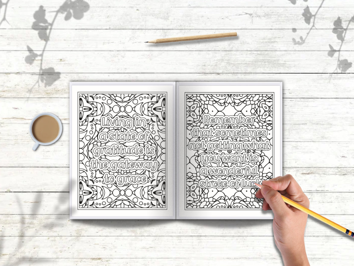 Gratitude Quote Coloring Pages – 25 Printable Sheets for Mindfulness & Relaxation