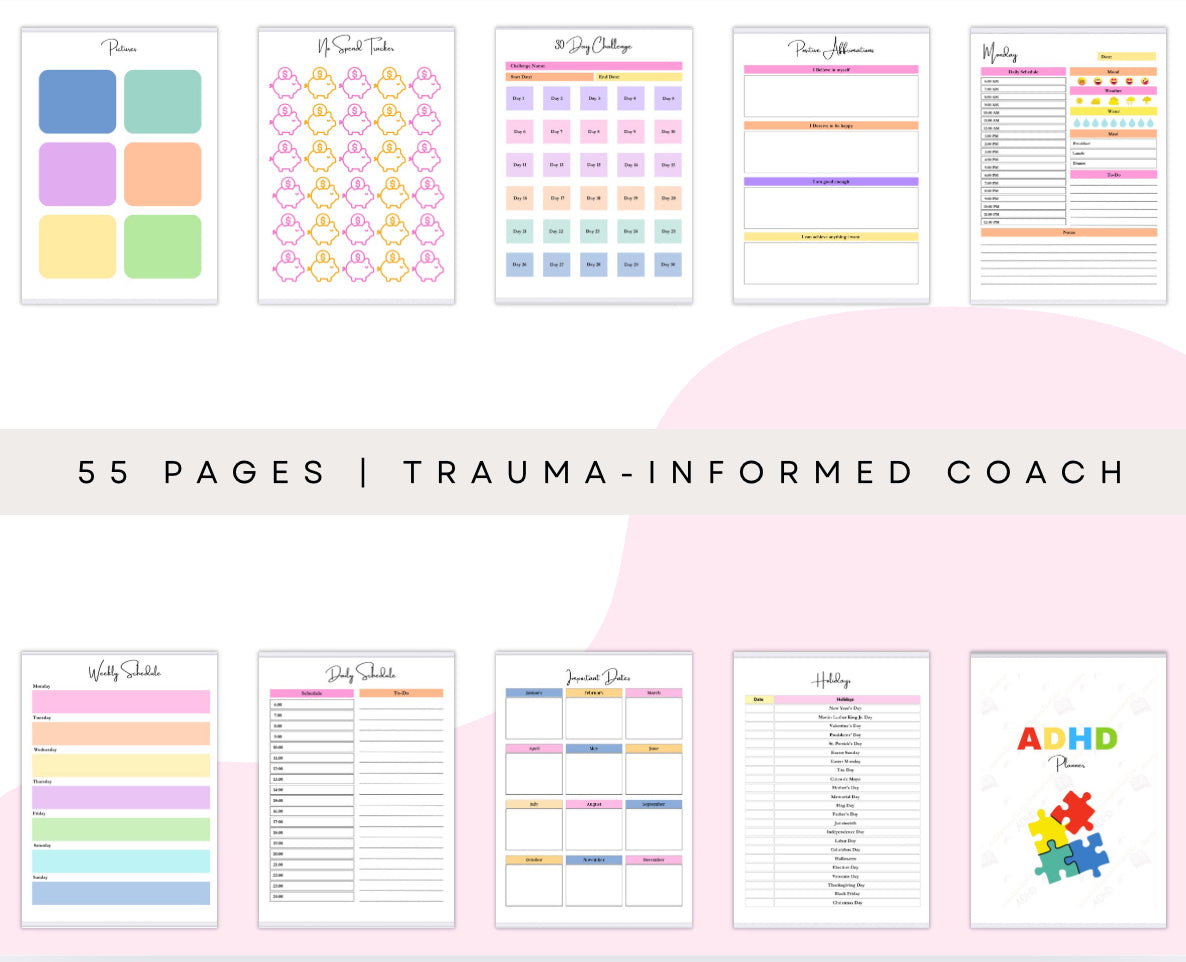 ADHD Planner – 55-Page Printable Routine, Study & Chore Chart Planner (Digital Download)