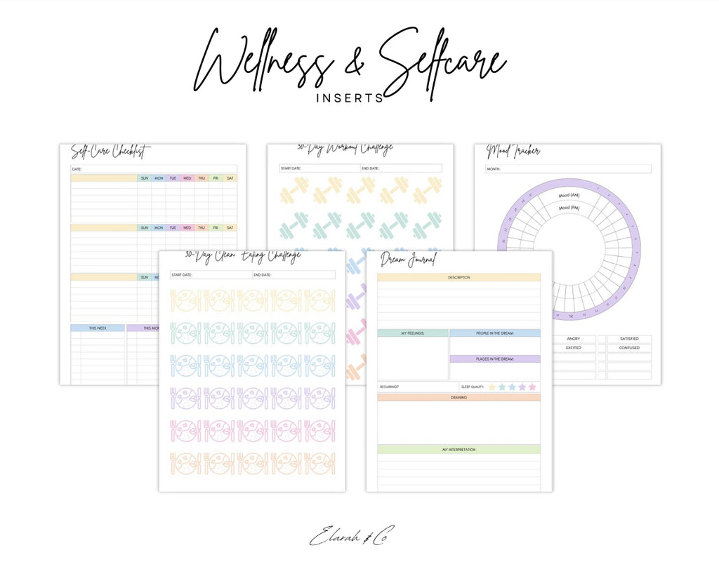 Wellness & Self-Care Inserts – Printable Planner Pack (PDF)