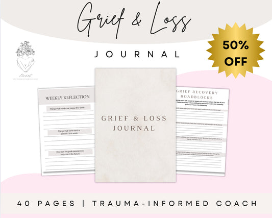 Grief & Loss Journal (40 Pages) – Printable Healing Workbook for Grief Recovery | Bereavement & Emotional Support PDF