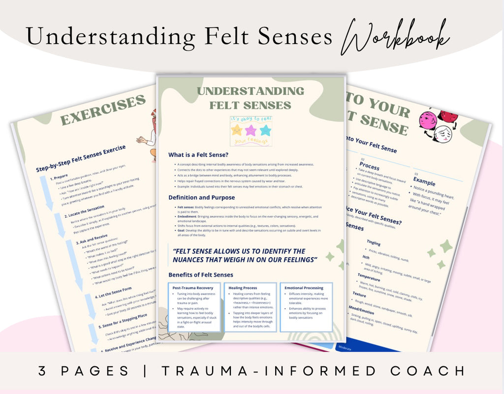 Understanding Felt Senses – 3-Page Printable Mindfulness & Emotional Processing Worksheet