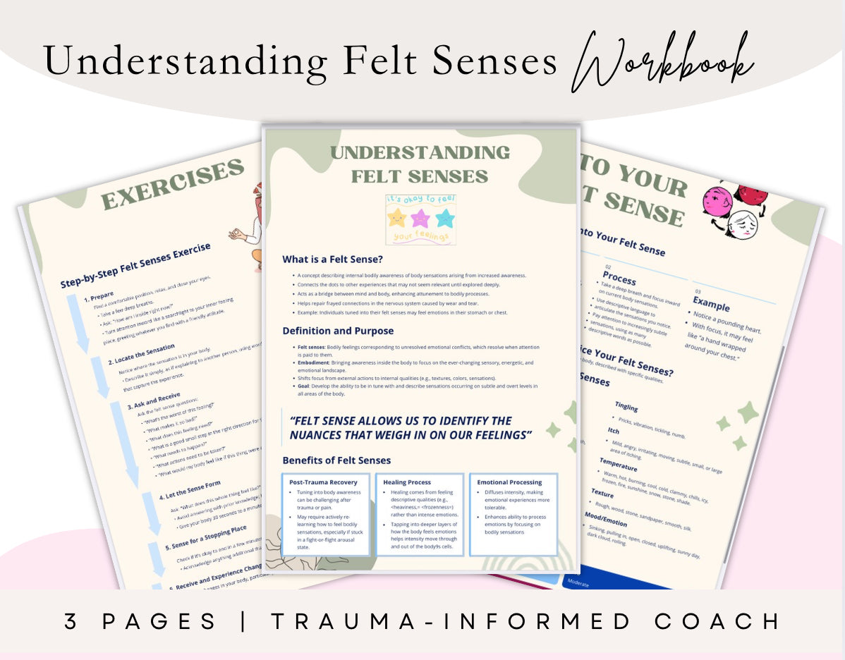 Understanding Felt Senses – 3-Page Printable Mindfulness & Emotional Processing Worksheet