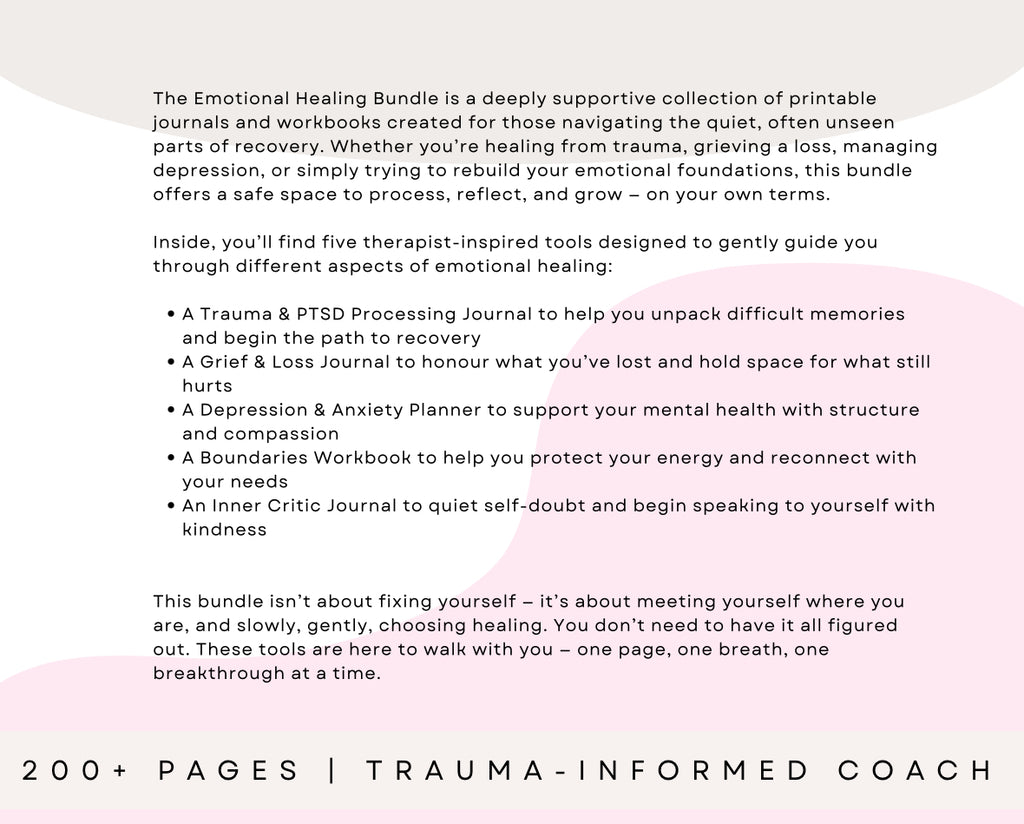 Emotional Healing Bundle – Printable Journals for Trauma, Grief, Anxiety & Recovery