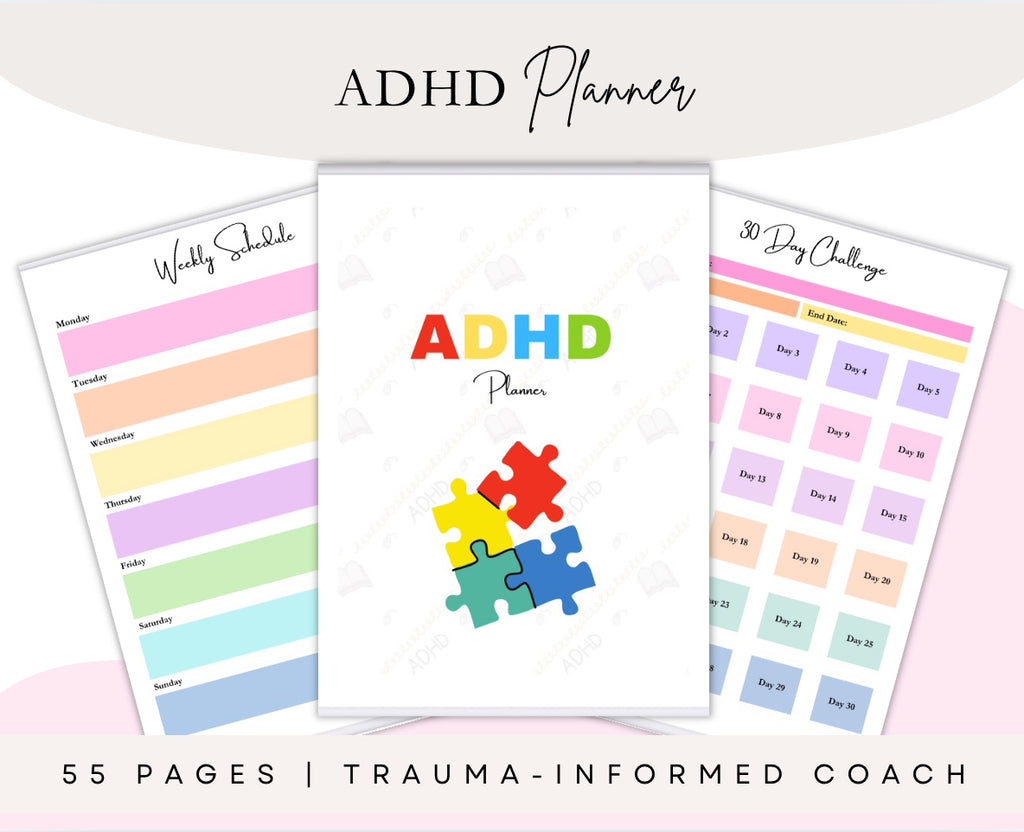ADHD Planner – 55-Page Printable Routine, Study & Chore Chart Planner (Digital Download)