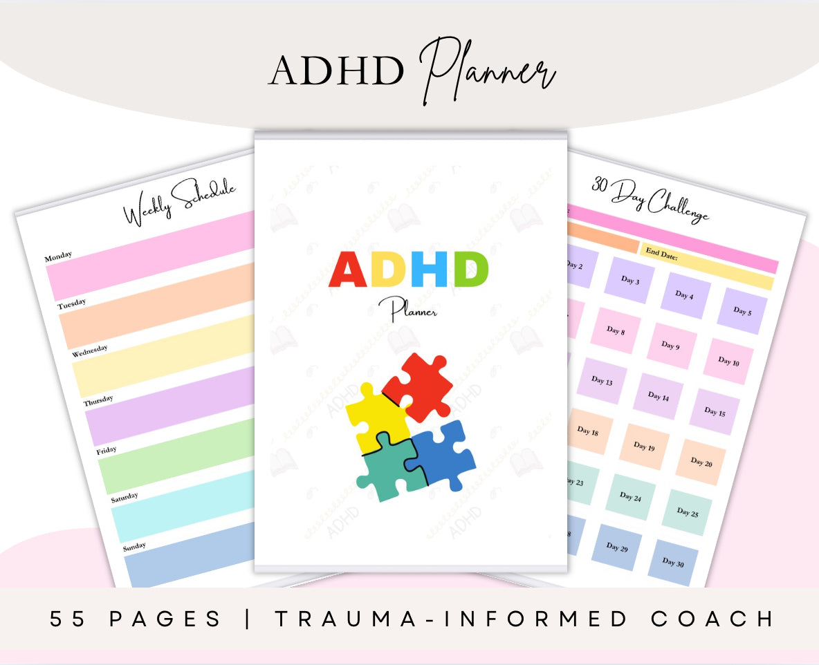 ADHD Planner – 55-Page Printable Routine, Study & Chore Chart Planner (Digital Download)