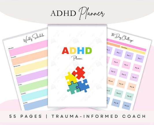 ADHD Planner – 55-Page Printable Routine, Study & Chore Chart Planner (Digital Download)