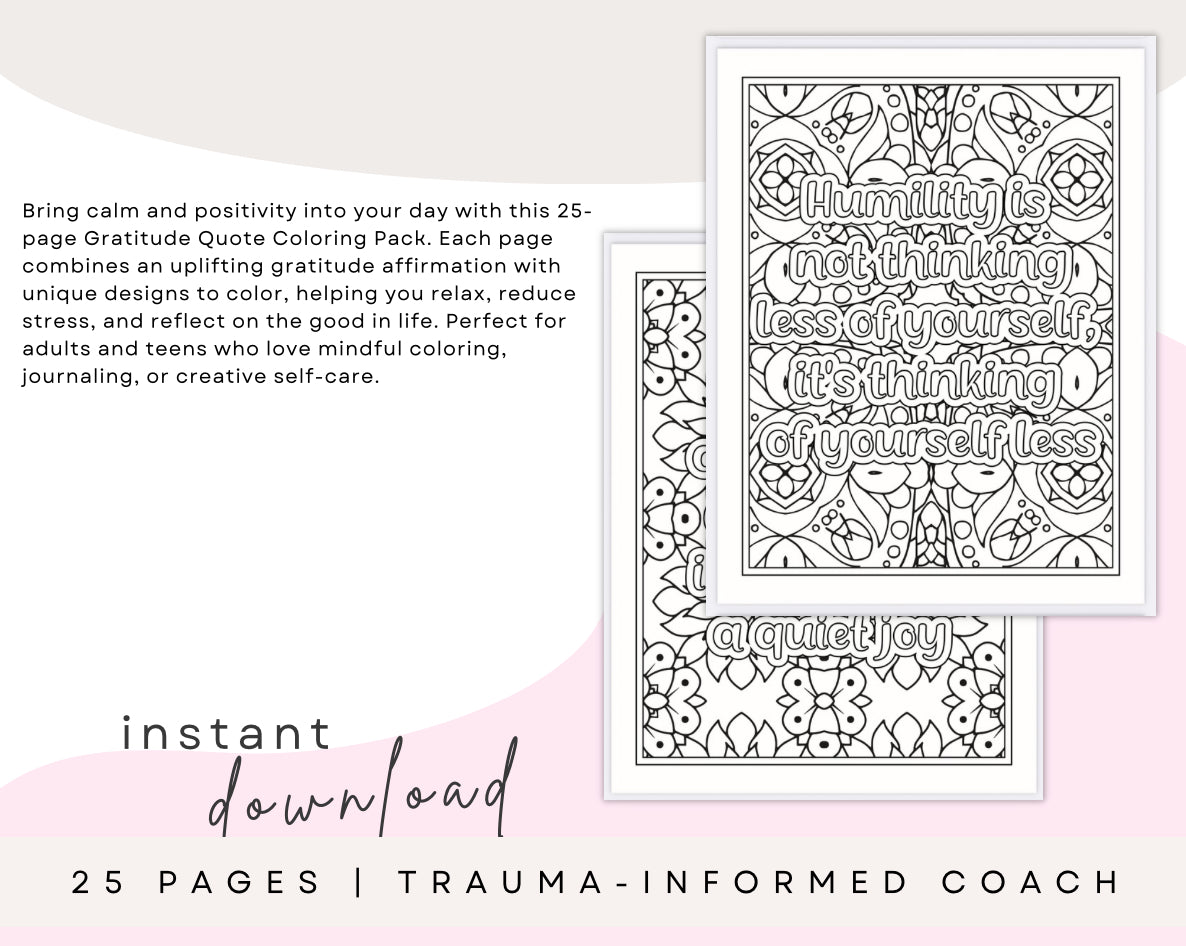 Gratitude Quote Coloring Pages – 25 Printable Sheets for Mindfulness & Relaxation