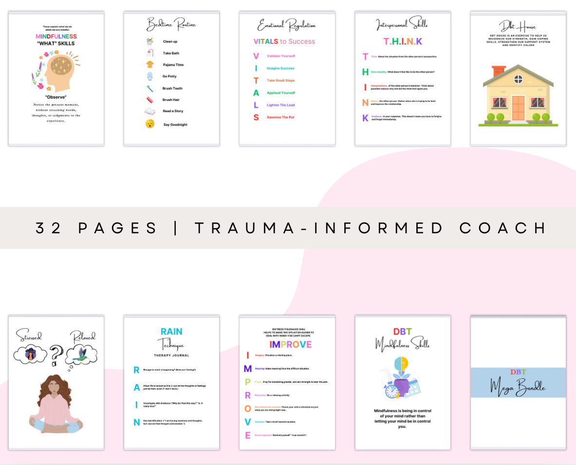 Kids & Teens DBT Bundle | 32-Page Printable Mental Health & Self-Care Workbook