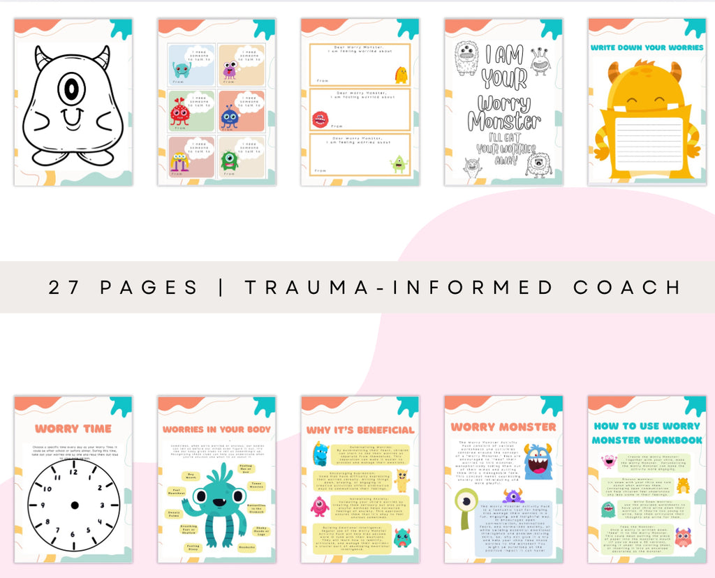 Worry Monster Anxiety Workbook for Kids – 27-Page Printable Emotional Regulation Activity Book