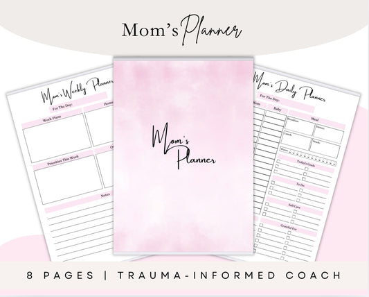Mom’s Planner – Printable Daily, Weekly & Monthly Organizer (8 Pages)