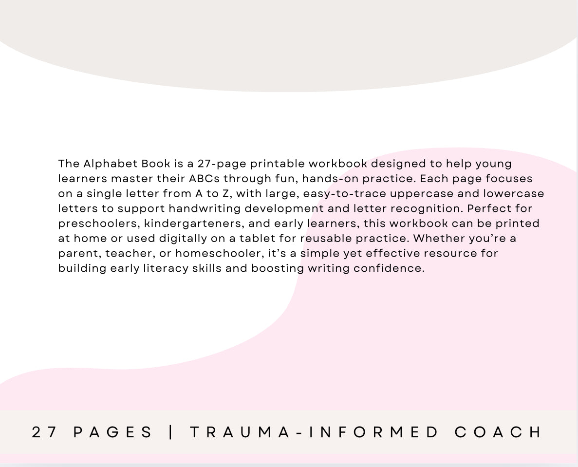 Alphabet Book – 27 Page Printable ABC Tracing Workbook for Kids