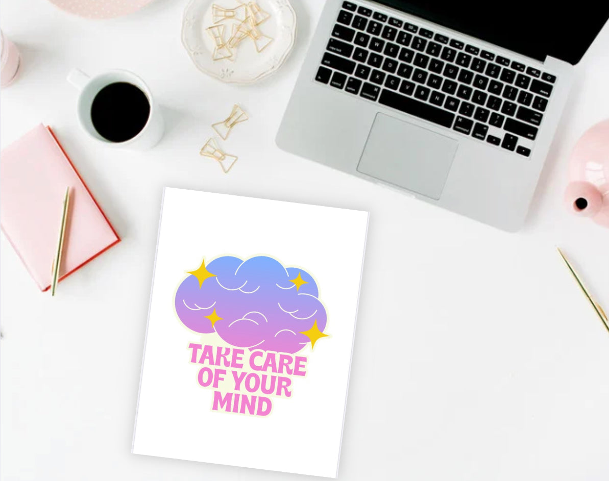 Take Care of Your Mind Printable Wall Art, Self-Care Quote Poster, Mental Health Affirmation Print, Positive Therapy Office Decor