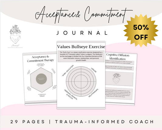 Acceptance & Commitment Therapy Journal – Printable ACT Workbook (28 Pages)