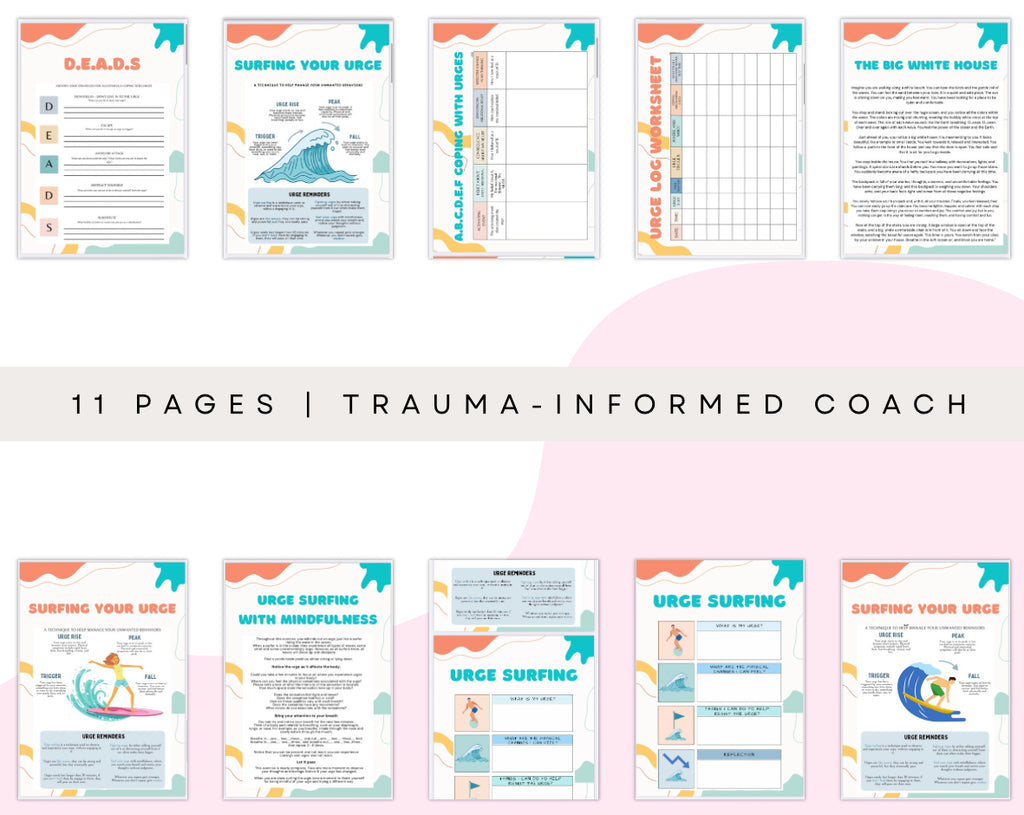 Urge Surfing Workbook – 11-Page CBT & DBT Coping Skills Digital PDF
