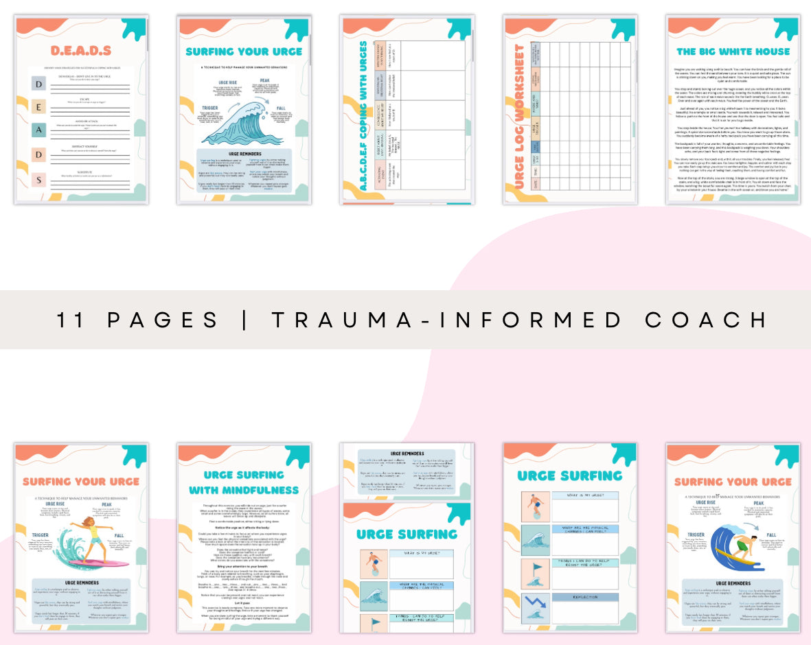 Urge Surfing Workbook – 11-Page CBT & DBT Coping Skills Digital PDF