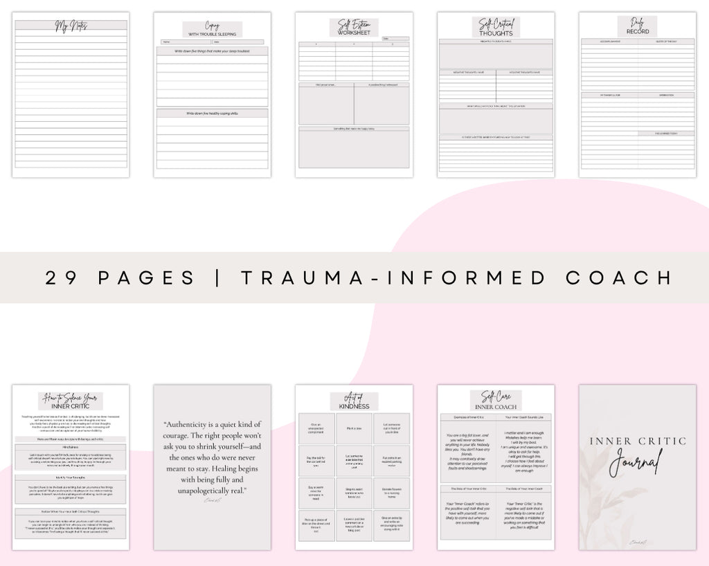 Self-Critic Journal Printable | 29-Page Inner Critic Workbook for Negative Self-Talk, Confidence & Healing – Trauma-Informed Digital PDF