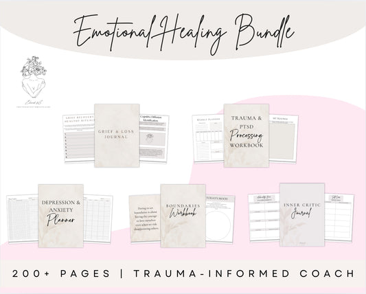 Emotional Healing Bundle – Printable Journals for Trauma, Grief, Anxiety & Recovery