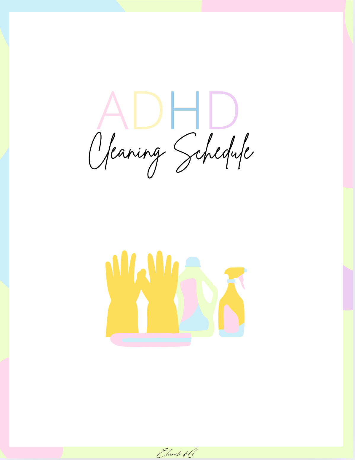 ADHD Cleaning Schedule | Printable Weekly Chore Chart & Checklist for Focused, Organized Cleaning | Digital Download by Elarah & Co