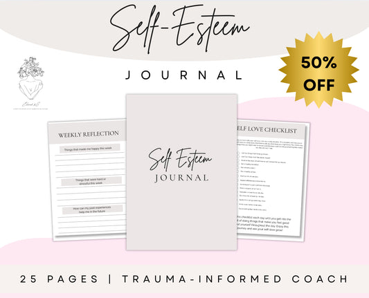 Self-Esteem Journal | Printable Mental Health Workbook | Self-Love, Confidence & Self-Worth Tools | Emotional Healing & Inner Growth PDF