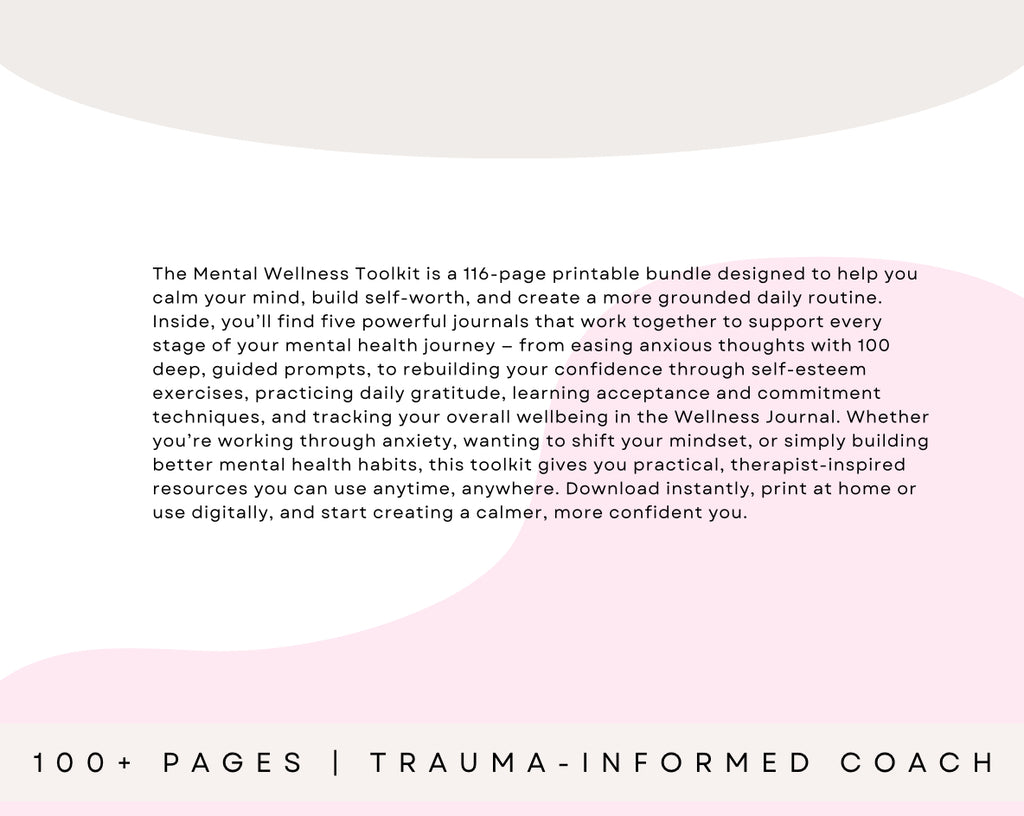 Mental Wellness Toolkit – Anxiety, Self-Esteem & Gratitude Journals (Printable PDF Bundle)