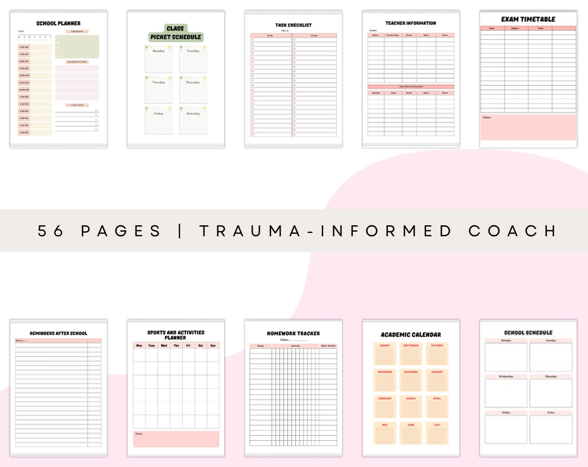 Back to School Planner – 56 Page Printable Student, Parent & Teacher Organization Kit
