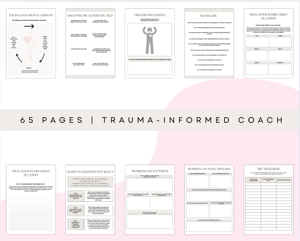 Trauma & PTSD Processing Workbook | 65-Page Mental Health Printable PDF | Inner Child Healing & Trigger Journal | Self-Guided Therapy Tool