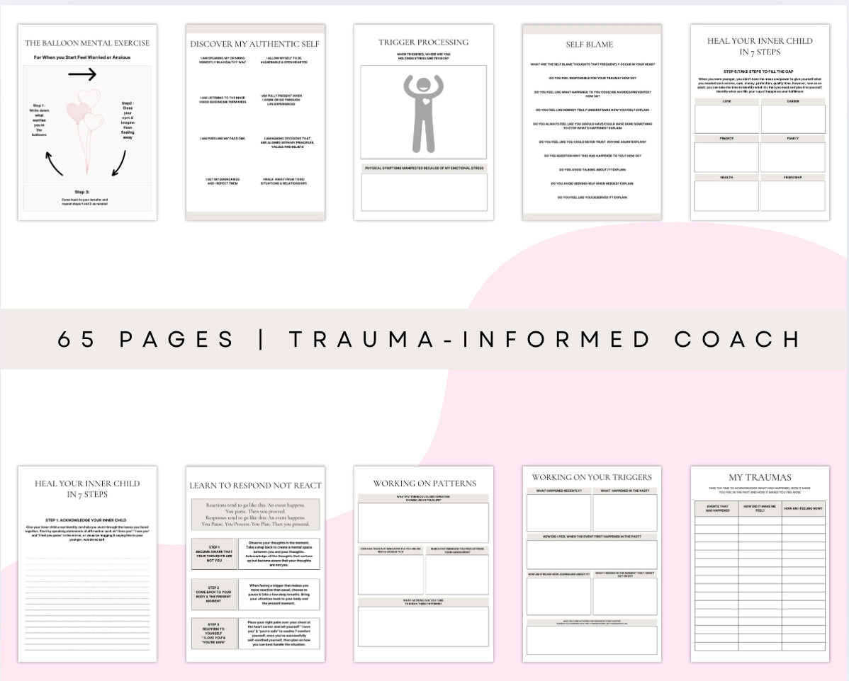 Trauma & PTSD Processing Workbook | 65-Page Mental Health Printable PDF | Inner Child Healing & Trigger Journal | Self-Guided Therapy Tool