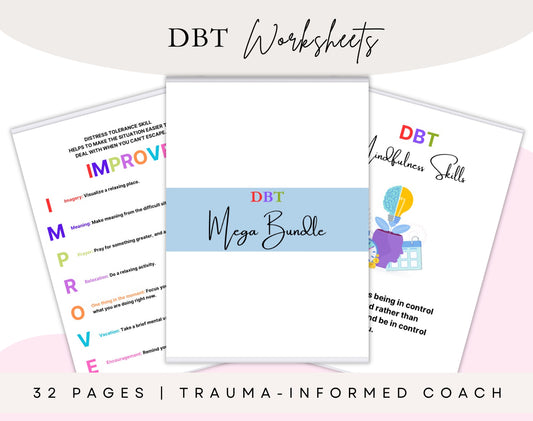 Kids & Teens DBT Bundle | 32-Page Printable Mental Health & Self-Care Workbook