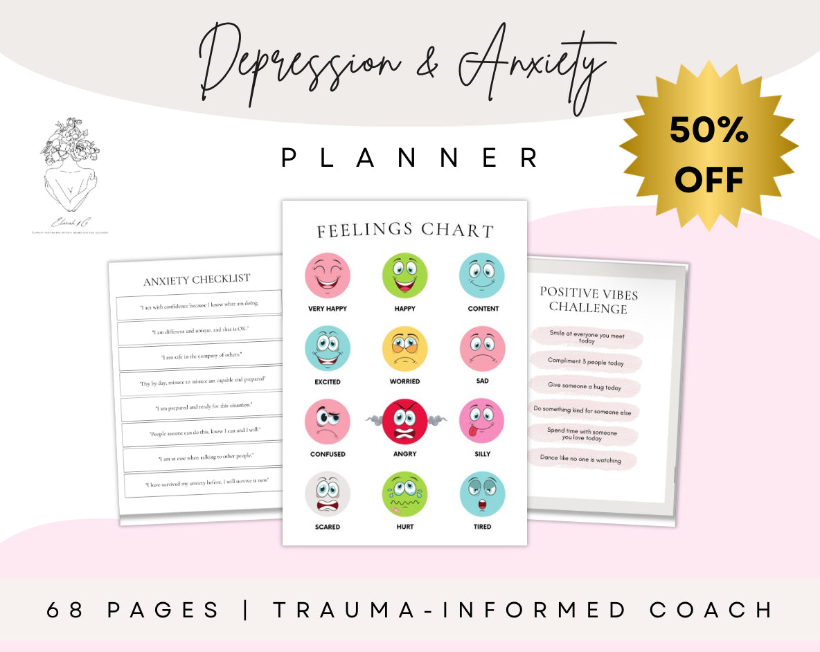 Depression & Anxiety Mental Health Planner (68 Pages) – Digital Download PDF