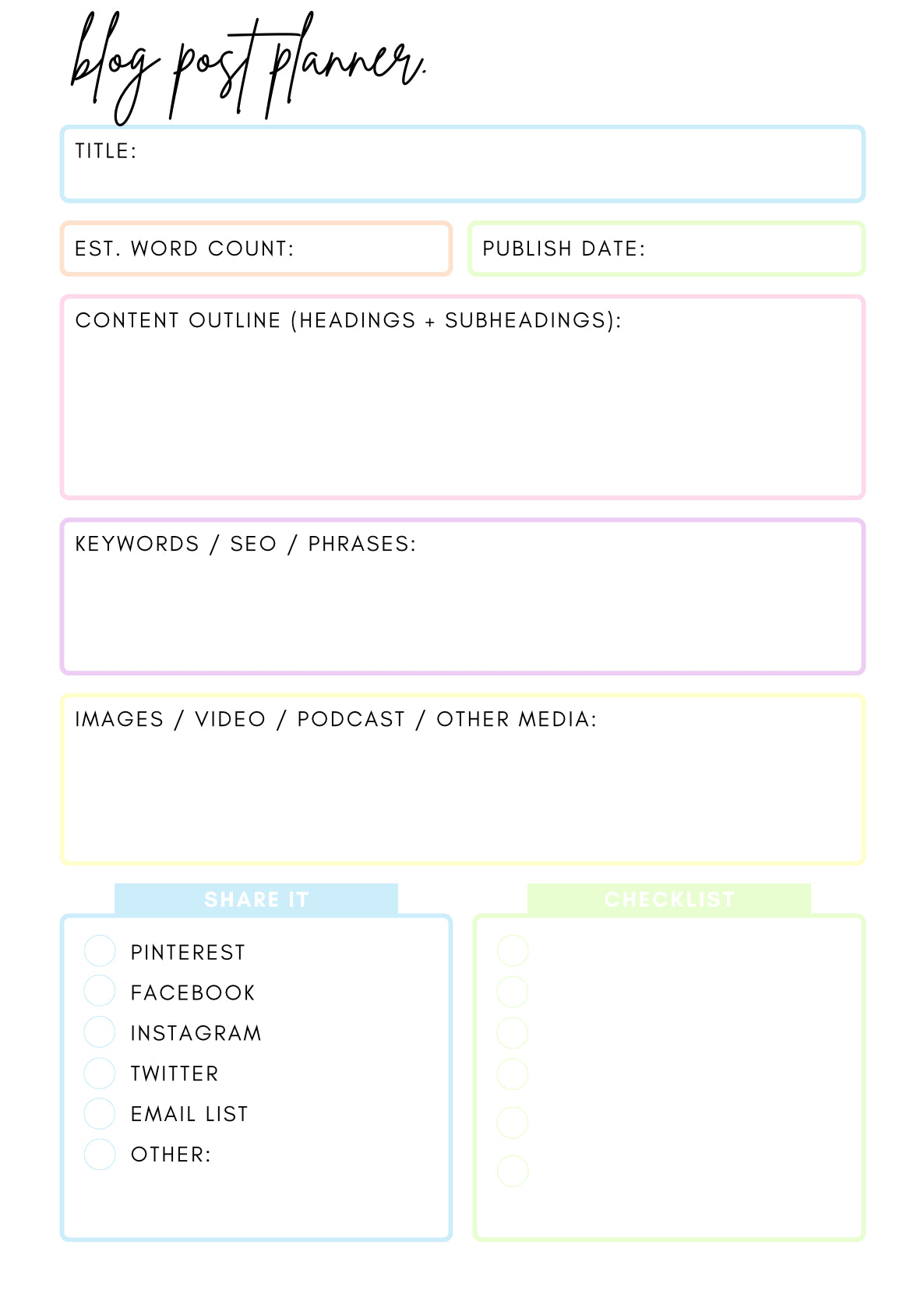 The Ultimate Blogging Planner – 35-Page Printable PDF for Bloggers & Creators
