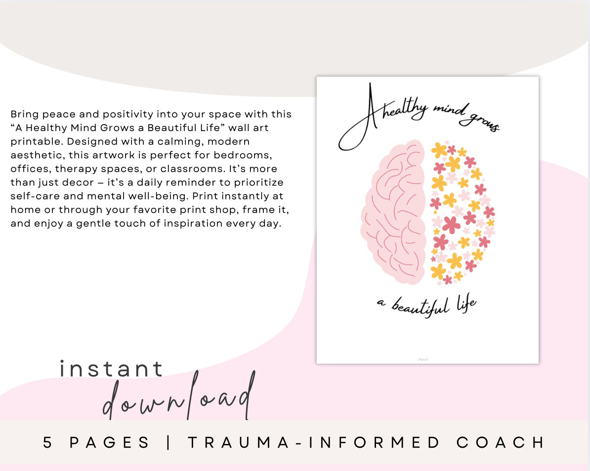 A Healthy Mind Grows a Beautiful Life – Printable Wall Art Quote