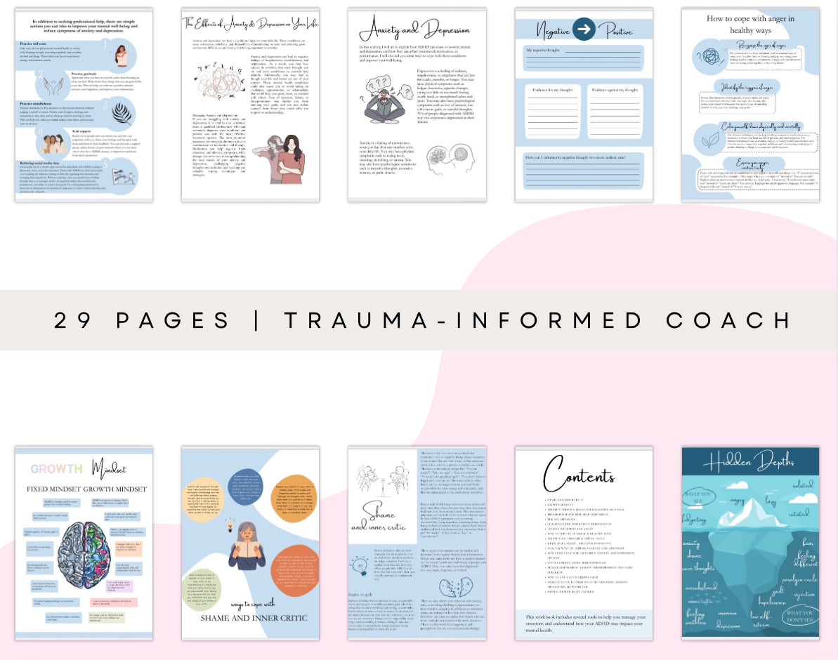 ADHD Iceberg Workbook | 29 Pages Printable Journal for Emotional Regulation, Self-Care & Coping Skills