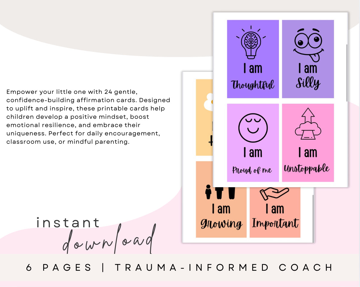 Printable Kids Affirmation Cards – 24 Gentle Affirmations to Support Confidence & Emotional Growth