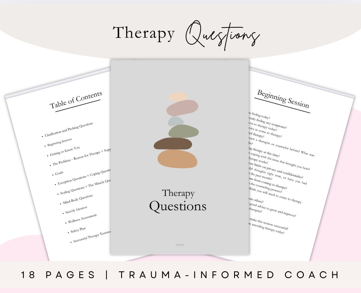 Therapy Workbook | 18-Page Printable Mental Health Worksheets & Prompts | Digital PDF for Therapy Sessions, Self-Healing & Counseling Use