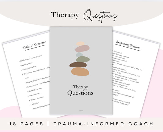 Therapy Workbook | 18-Page Printable Mental Health Worksheets & Prompts | Digital PDF for Therapy Sessions, Self-Healing & Counseling Use