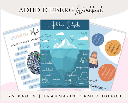 ADHD Iceberg Workbook | 29 Pages Printable Journal for Emotional Regulation, Self-Care & Coping Skills