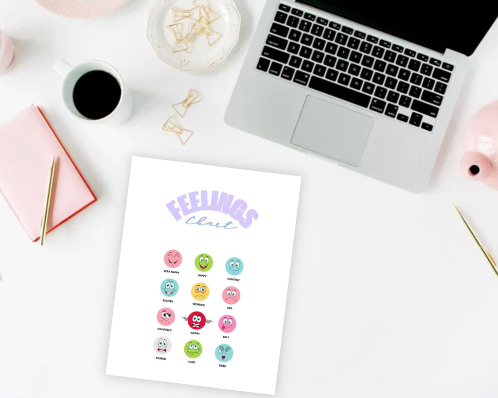Feelings Chart Printable, Emotions Poster, Emotional Regulation Wall Art, Therapy Classroom Decor, Kids Mental Health Printable
