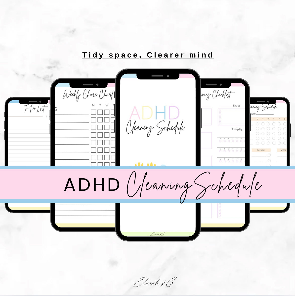 ADHD Cleaning Schedule | Printable Weekly Chore Chart & Checklist for Focused, Organized Cleaning | Digital Download by Elarah & Co