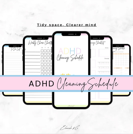ADHD Cleaning Schedule | Printable Weekly Chore Chart & Checklist for Focused, Organized Cleaning | Digital Download by Elarah & Co