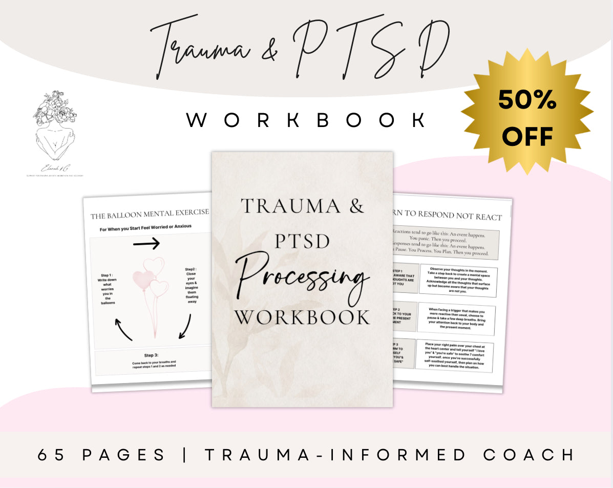 Trauma & PTSD Processing Workbook | 65-Page Mental Health Printable PDF | Inner Child Healing & Trigger Journal | Self-Guided Therapy Tool