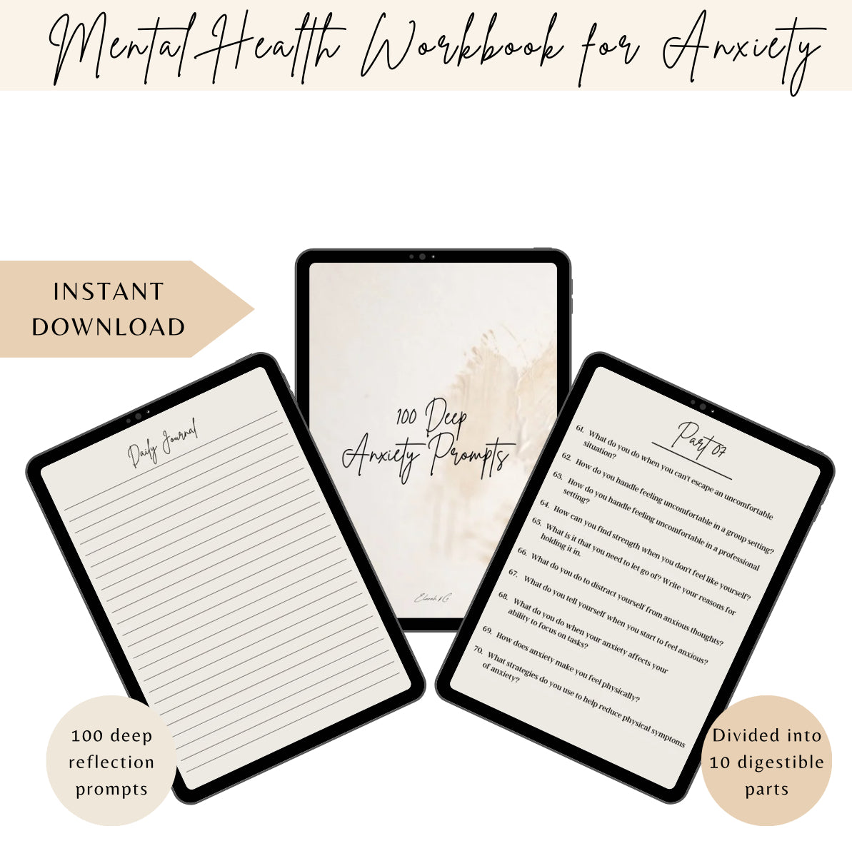 100 Deep Journal Prompts for Anxiety & Overthinking (Printable Mental Health PDF)